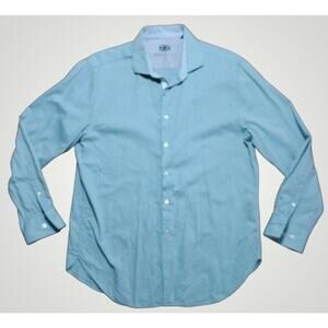 Michelsons Londonens Spread Collar Button Up Short Blue Dot Size L